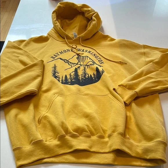 Jerzees Mountains, Raymond, Washington Hooded Sweatshirt, Goldenrod, Size XL - Picture 4 of 9